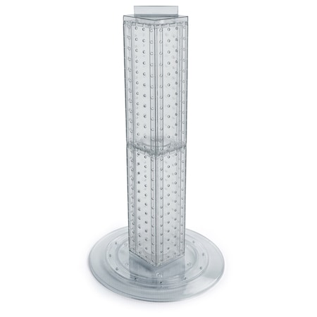 Azar Displays Four-sided 4"W x 24"H Pegboard Tower W/ Revolving 14.5" Base 700222-CLR